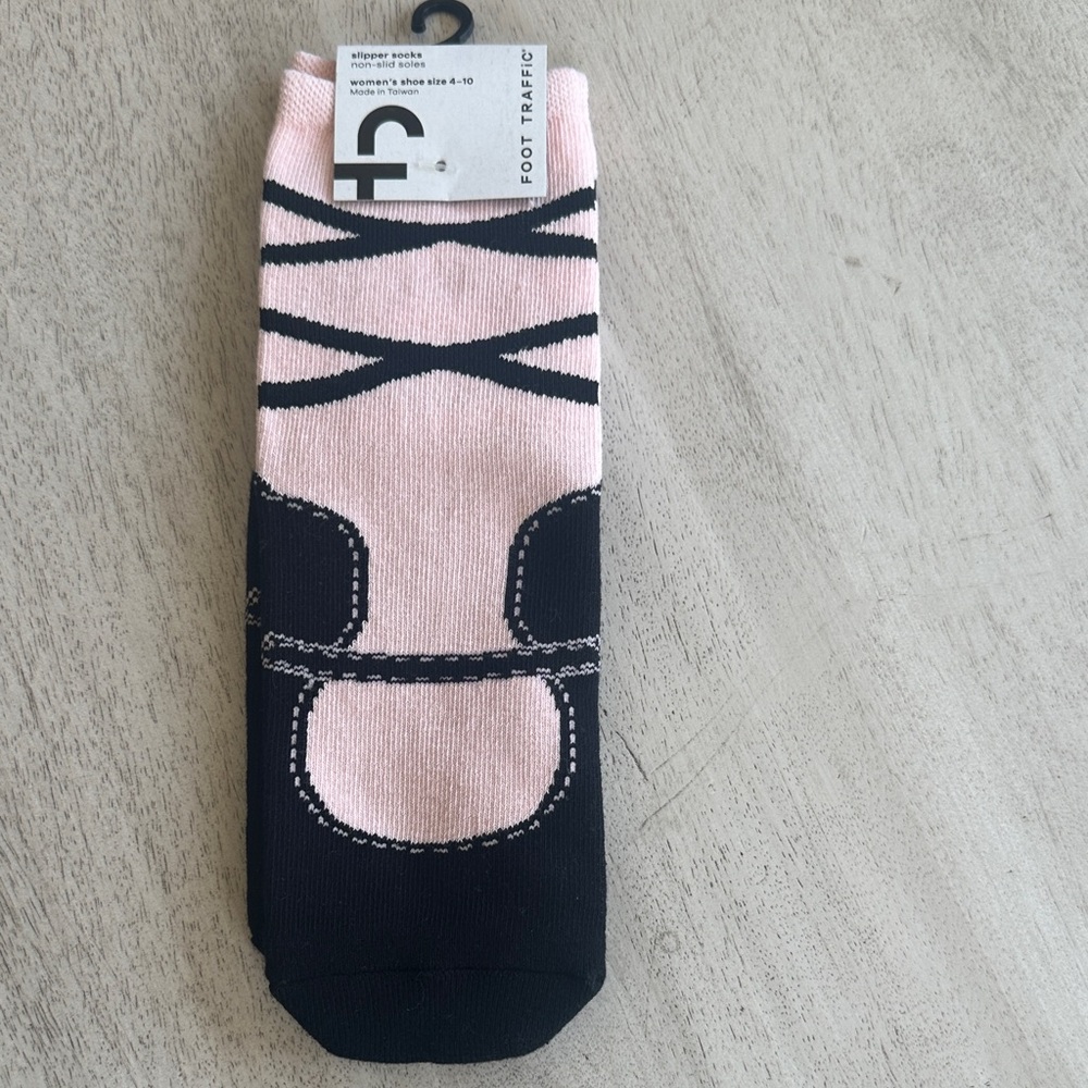 Foot Traffic Pink and Black Slipper Socks